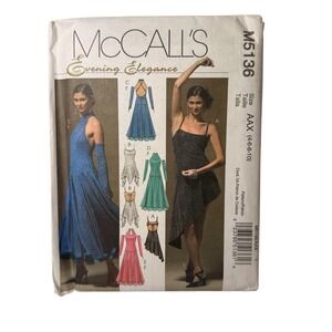 Vtg McCalls Dancing Evening Dress Gloves Sewing Pattern 5136 4-10 Uncut‎